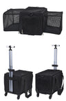 3-Sided Expandable Rolling Pet Carrier With Wheels, Small Cat Dog Travel Carrier, Foldable Portable Bag Grey  For Travel Camping Vet Outdoor Indoor Use
